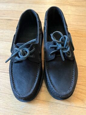 Men's Black Matte Leather Loafer Boat Shoes
